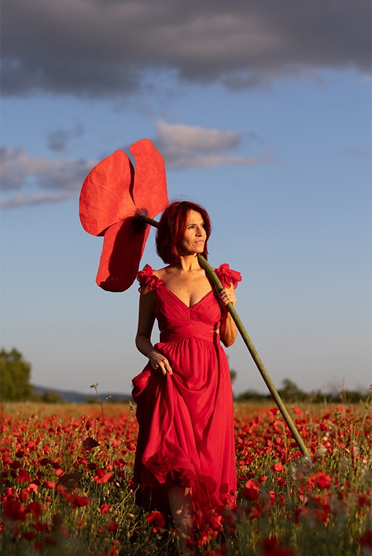 Coquelico fleur géante papier patchwork Étoile Vagabonde